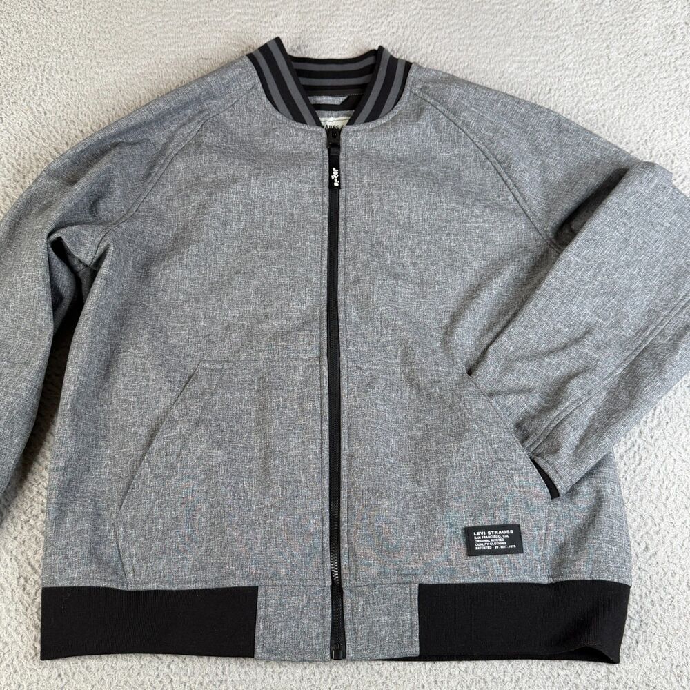 LEVI'S Bomber Jacket Mens Large Gray Heather Black Full Zip Streetwear